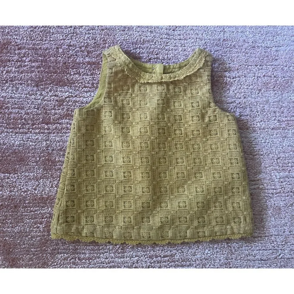 Genuine Kids OshKosh 2T Yellow Lace Sleeveless Top Lined Made in Vietnam